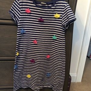 Next tassel dress navy stripe 5-6, EUC